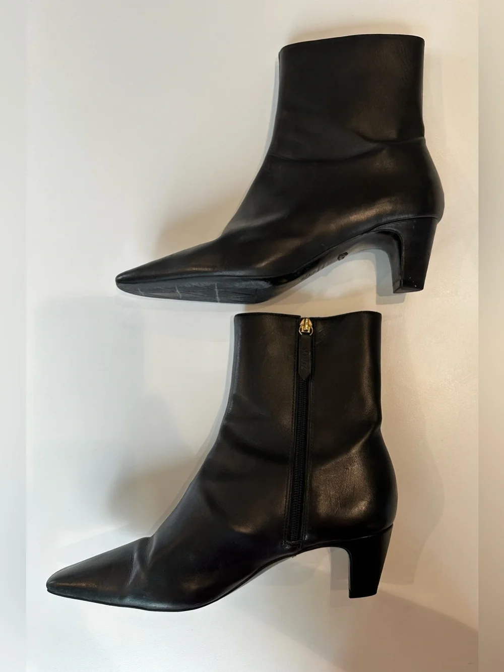 SCHUTZ Dellia Black Leather Square Toe Ankle Boots - Size 8